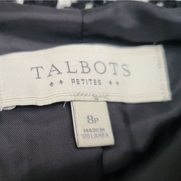 Talbots Women Wool Blend Jacket Coat Black White Houndstooth Shawl Collar 8p - Picture 4 of 13